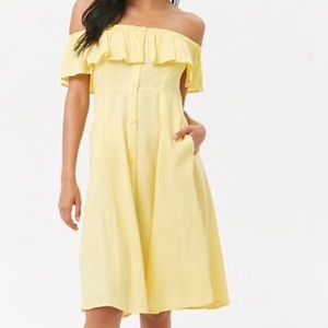 Forever 21 Dresses Linen Blend Off Shoulder Dress